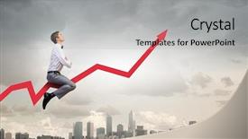  Presentation with circle graph for elementary - Slides featuring young businessman riding graph arrow background and a light gray colored foreground