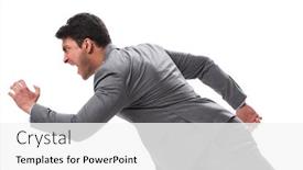  Presentation with forward - Cool new PPT theme with young-businessman-running-forward-isolated backdrop and a white colored foreground