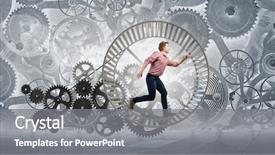  Presentation with wheel - Slides having young businessman running in wheel background and a gray colored foreground