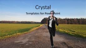  Presentation with country - Colorful slides enhanced with young businessman running on country road backdrop and a light blue colored foreground