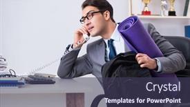  Presentation with sports - Amazing slides having young-businessman-rushing-to-sports backdrop and a tawny brown colored foreground