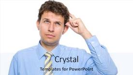  Presentation with decision - Audience pleasing PPT theme consisting of young businessman scratching his head backdrop and a light blue colored foreground