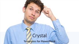  Presentation with decision - Amazing PPT theme having young businessman scratching his head backdrop and a light blue colored foreground