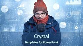  Presentation with concept - PPT theme having young businessman shivering with graphs background and a  colored foreground