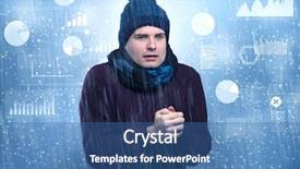  Presentation with concept - Slide set featuring young businessman shivering with graphs background and a  colored foreground