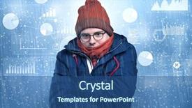  Presentation with young hackers in the concept - PPT theme with young businessman shivering with graphs background and a  colored foreground