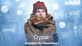  Presentation with young hackers in the concept - Amazing presentation theme having young businessman shivering with graphs backdrop and a  colored foreground