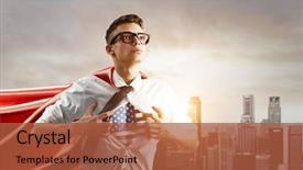  Presentation with pakistan and usa flag togetter - Slide deck enhanced with young businessman showing american flag background and a red colored foreground