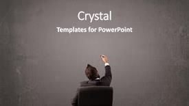  Presentation with office chair - Beautiful presentation theme featuring people chalkboard - young businessman sitting in office backdrop and a gray colored foreground