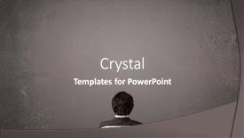  Presentation with office chair - Slide set featuring young businessman sitting in office chair in front of a wall with empty space background and a gray colored foreground