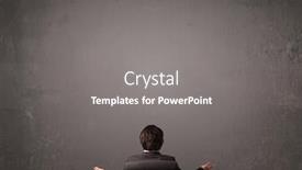  Presentation with office chair - Colorful slides enhanced with young businessman sitting in office chair in front of a wall with empty space backdrop and a gray colored foreground