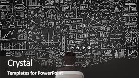  Presentation with office chair - Presentation theme featuring financial market - young businessman sitting in office background and a dark gray colored foreground