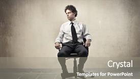  Presentation with office chair - PPT layouts enhanced with young businessman sitting on an office chair background and a gray colored foreground