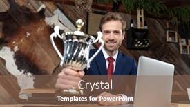  Presentation with coffee shop - Slide set featuring young-businessman-smiling-and-holding background and a coral colored foreground