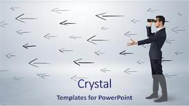  Presentation with arrows - Slide deck consisting of young businessman standing and looking background and a sky blue colored foreground