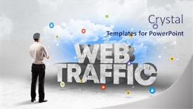  Presentation with social media - Amazing PPT theme having young-businessman-standing-in-front backdrop and a sky blue colored foreground