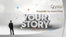  Presentation with story - Amazing slide set having young-businessman-standing-in-front backdrop and a cream colored foreground