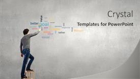  Presentation with writing - PPT layouts with young-businessman-standing-with-back and a light gray colored foreground