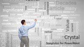  Presentation with writing - Slide deck featuring young-businessman-standing-with-back and a light gray colored foreground