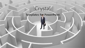  Presentation with businessman standing on maze - Colorful PPT theme enhanced with young businessman standing in a middle of a 3d round maze backdrop and a light gray colored foreground