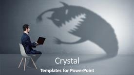  Presentation with shadow - Presentation having compromises - young businessman staying and negotiate background and a gray colored foreground