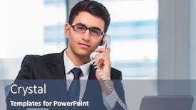  Presentation with talking on phone - Amazing theme having young-businessman-talking backdrop and a ocean colored foreground