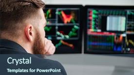  Presentation with working capital - Presentation featuring young businessman thinking and working background and a ocean colored foreground