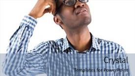  Presentation with thinking - PPT theme having young businessman thinking scratching head background and a teal colored foreground