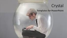  Presentation with artifacts jar - Slide set enhanced with young businessman trapped background and a mint green colored foreground