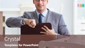  Presentation with caring - PPT theme with young businessman trying to work from home caring after newb background and a tawny brown colored foreground
