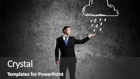  Presentation with failure - Audience pleasing presentation theme consisting of young businessman under raining sky failure concept backdrop and a dark gray colored foreground