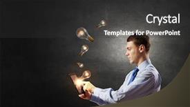  Presentation with out line of glass bottle - Slide set consisting of young businessman using tablet pc background and a  colored foreground