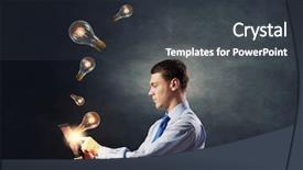  Presentation with out line of glass bottle - Audience pleasing theme consisting of young businessman using tablet pc backdrop and a  colored foreground