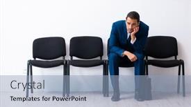  Presentation with interview - Presentation having young-businessman-waiting background and a light blue colored foreground