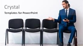  Presentation with interview - PPT layouts with young-businessman-waiting background and a pink colored foreground