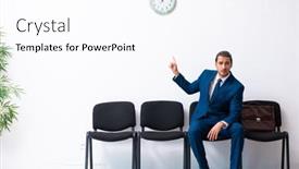  Presentation with interview - Slide deck consisting of young-businessman-waiting background and a pink colored foreground