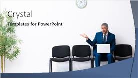  Presentation with interview - Theme with young-businessman-waiting background and a white colored foreground