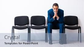  Presentation with interview - PPT layouts with young-businessman-waiting background and a light blue colored foreground