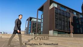  Presentation with fall morning - Slide set with young businessman walking to work on morning commute going to office on copenhagen city street urban people commute lifestyle happy business man wearing suit in fall or spring background and a coral colored foreground