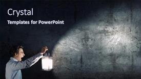  Presentation with lantern - Audience pleasing slide set consisting of young-businessman-walking-with-lantern backdrop and a wine colored foreground