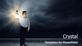  Presentation with lantern - Beautiful PPT layouts featuring path enlightement - young businessman walking with lantern backdrop and a wine colored foreground