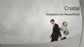  Presentation with walking young wild jaguar - Cool new theme with young businessman walking with wind backdrop and a  colored foreground