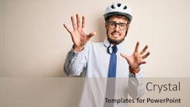  Presentation with bakground - Beautiful PPT theme featuring young-businessman-wearing-glasses backdrop and a mint green colored foreground