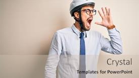  Presentation with bakground - Slide deck featuring young-businessman-wearing-glasses background and a soft green colored foreground