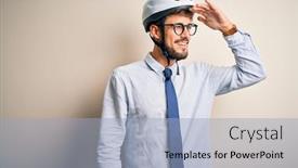  Presentation with bakground - Theme having young-businessman-wearing-glasses background and a light blue colored foreground