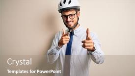  Presentation with bakground - PPT theme consisting of young-businessman-wearing-glasses background and a coral colored foreground