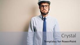  Presentation with bakground - Slide set with young-businessman-wearing-glasses background and a light blue colored foreground