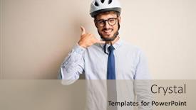  Presentation with bakground - Cool new slide set with young-businessman-wearing-glasses backdrop and a mint green colored foreground