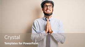  Presentation with bakground - Beautiful slide set featuring young-businessman-wearing-glasses backdrop and a coral colored foreground