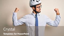  Presentation with bakground - Slide set enhanced with young-businessman-wearing-glasses background and a gray colored foreground